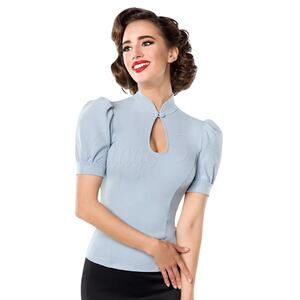 Belsira Unique Vintage 1950’s Jahre Retro Keyhole Jersey Blouse S NWOT